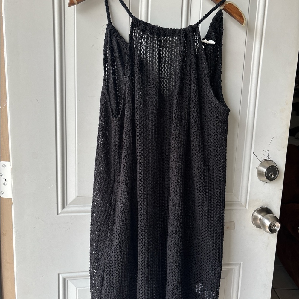 C&C California Black Crochet Swim Coverup
